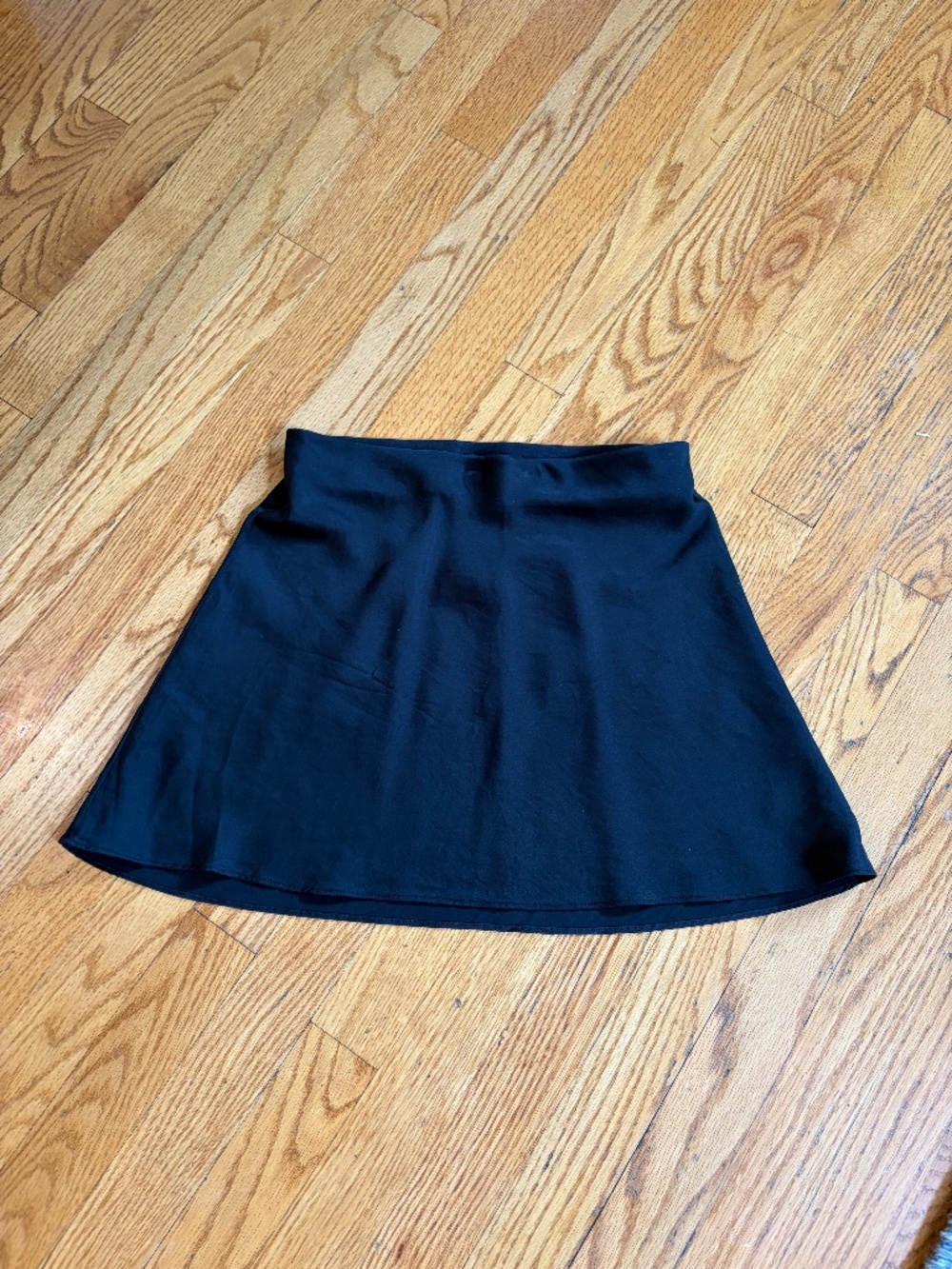Quince 100% washable silk skirt A-Line Satin Skirt - Black